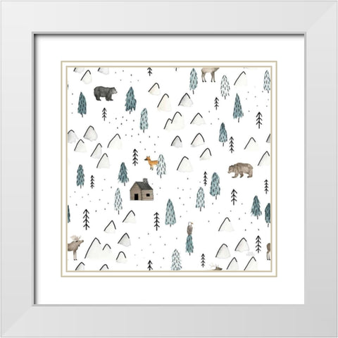 World Traveler Pattern XVI White Modern Wood Framed Art Print with Double Matting by Marshall, Laura