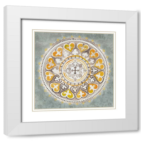 Mandala Delight III Yellow Grey White Modern Wood Framed Art Print with Double Matting by Nai, Danhui