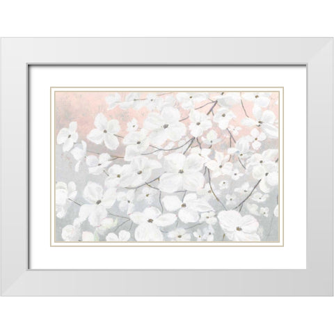 Bringing in Blossoms Blush White Modern Wood Framed Art Print with Double Matting by Wiens, James