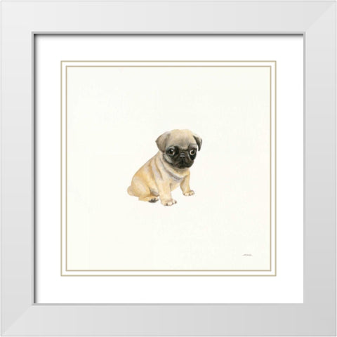 Cutie I White Modern Wood Framed Art Print with Double Matting by Ducklow, Patsy