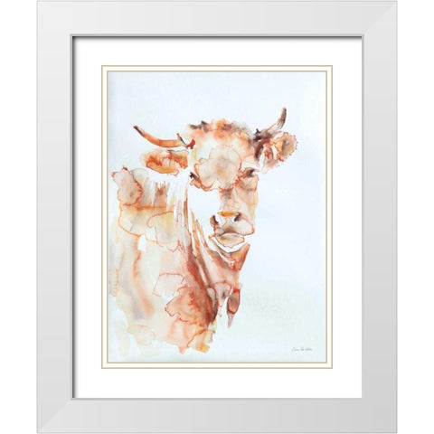 Village Cow White Modern Wood Framed Art Print with Double Matting by Valle, Aimee Del