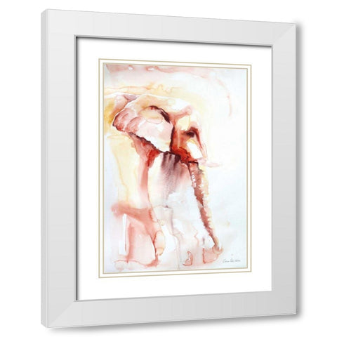 African Elephant White Modern Wood Framed Art Print with Double Matting by Valle, Aimee Del