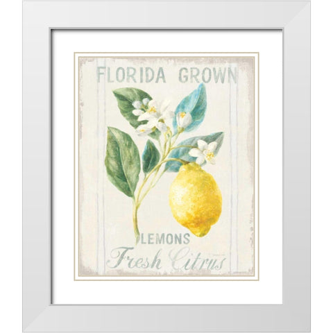 Floursack Lemon I White Modern Wood Framed Art Print with Double Matting by Nai, Danhui