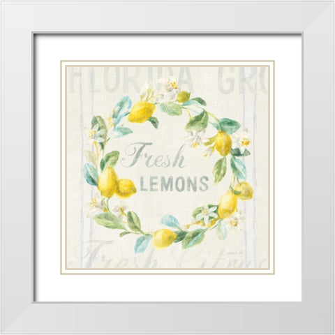 Floursack Lemon V White Modern Wood Framed Art Print with Double Matting by Nai, Danhui