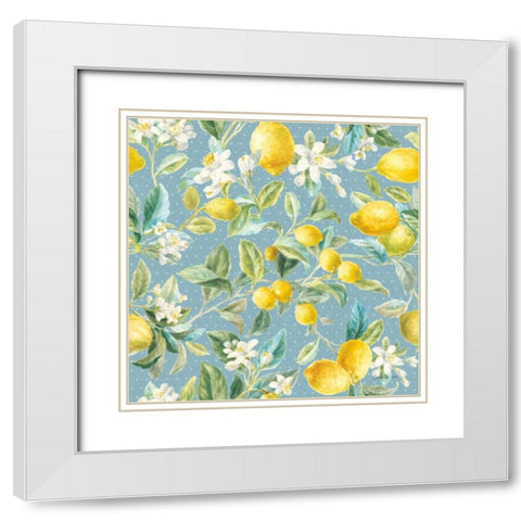 Floursack Lemon Pattern IB White Modern Wood Framed Art Print with Double Matting by Nai, Danhui