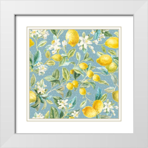 Floursack Lemon Pattern IB White Modern Wood Framed Art Print with Double Matting by Nai, Danhui