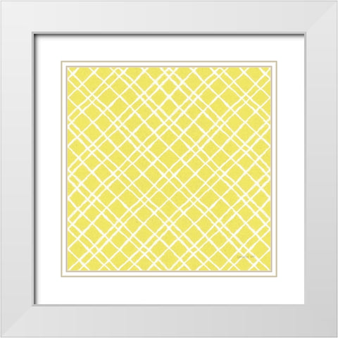 Floursack Lemon Pattern IIA White Modern Wood Framed Art Print with Double Matting by Nai, Danhui