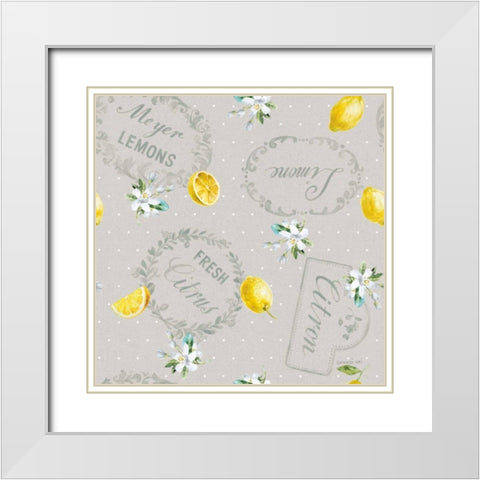 Floursack Lemon Pattern V White Modern Wood Framed Art Print with Double Matting by Nai, Danhui