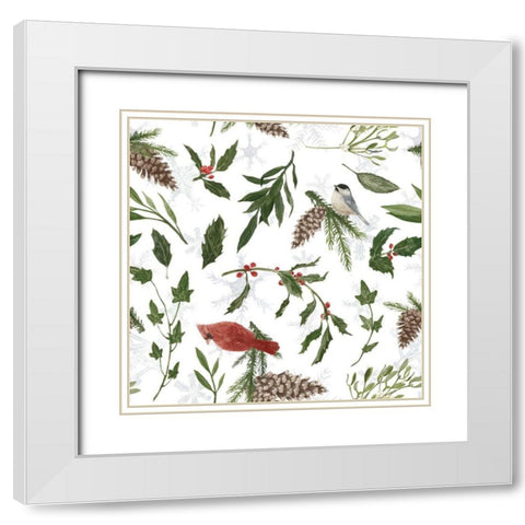 Peace and Joy Pattern VIII White Modern Wood Framed Art Print with Double Matting by Miller, Sara Zieve