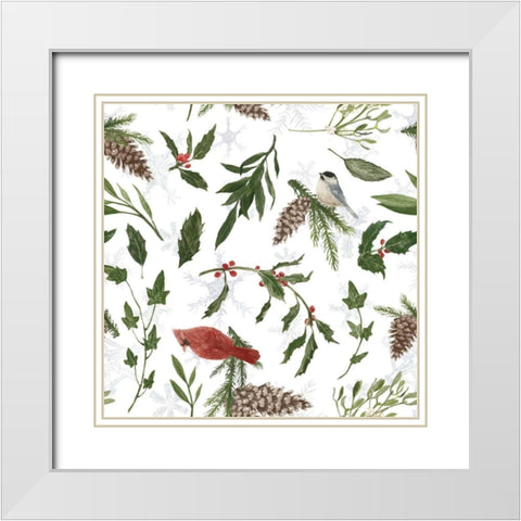 Peace and Joy Pattern VIII White Modern Wood Framed Art Print with Double Matting by Miller, Sara Zieve