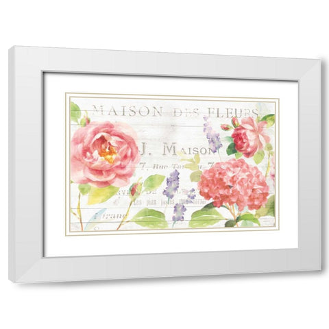 Maison Des Fleurs I White Modern Wood Framed Art Print with Double Matting by Nai, Danhui