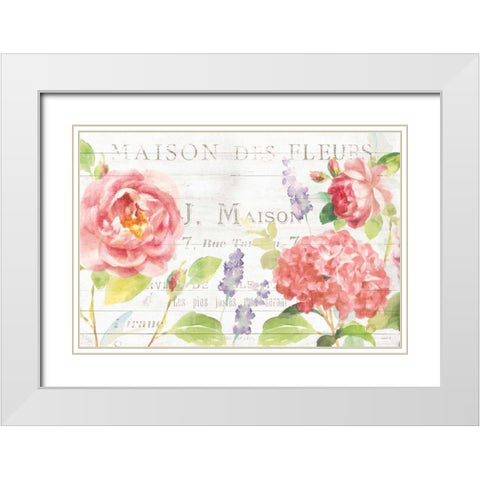 Maison Des Fleurs I White Modern Wood Framed Art Print with Double Matting by Nai, Danhui