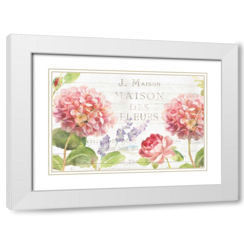 Maison Des Fleurs II White Modern Wood Framed Art Print with Double Matting by Nai, Danhui