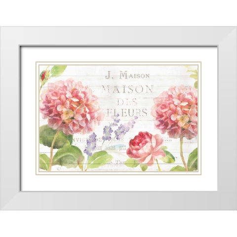 Maison Des Fleurs II White Modern Wood Framed Art Print with Double Matting by Nai, Danhui