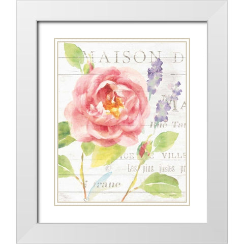 Maison Des Fleurs III White Modern Wood Framed Art Print with Double Matting by Nai, Danhui