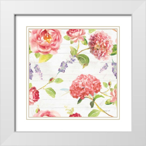 Maison Des Fleurs Pattern I White Modern Wood Framed Art Print with Double Matting by Nai, Danhui