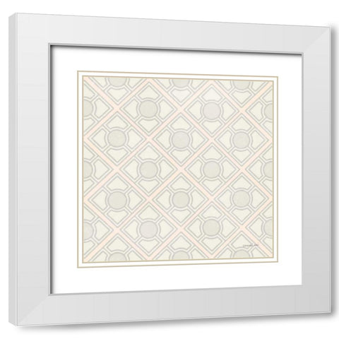 Maison Des Fleurs Pattern IIA White Modern Wood Framed Art Print with Double Matting by Nai, Danhui