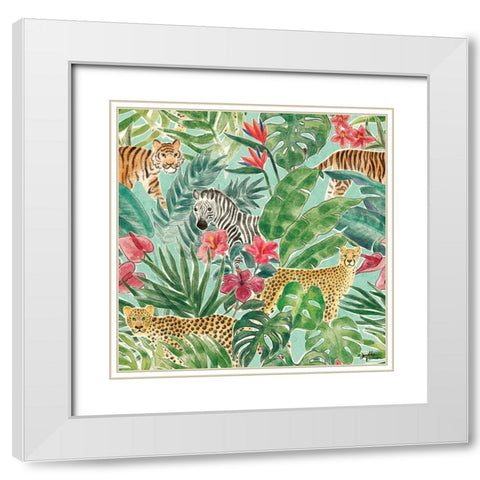 Jungle Vibes Step 01C White Modern Wood Framed Art Print with Double Matting by Penner, Janelle