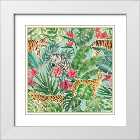 Jungle Vibes Step 01C White Modern Wood Framed Art Print with Double Matting by Penner, Janelle