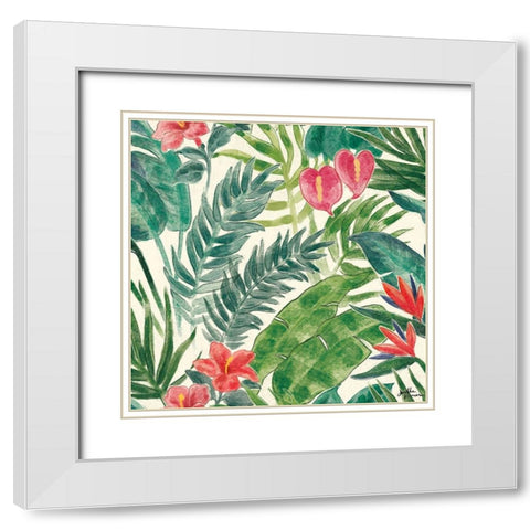 Jungle Vibes Step 02A White Modern Wood Framed Art Print with Double Matting by Penner, Janelle