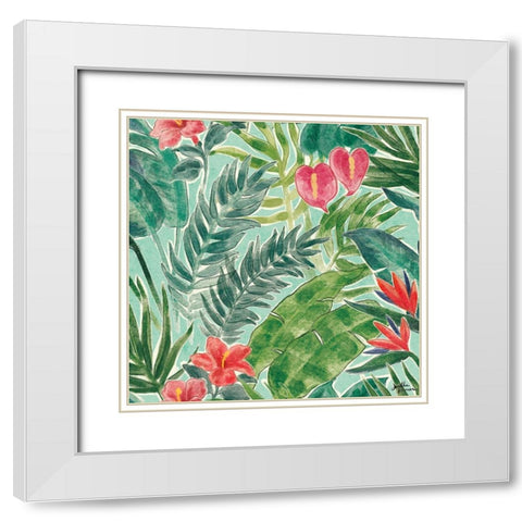 Jungle Vibes Step 02C White Modern Wood Framed Art Print with Double Matting by Penner, Janelle