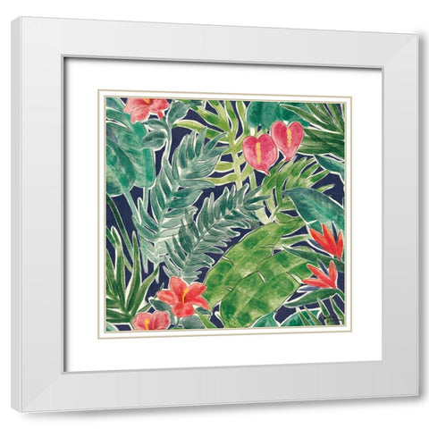 Jungle Vibes Step 02D White Modern Wood Framed Art Print with Double Matting by Penner, Janelle