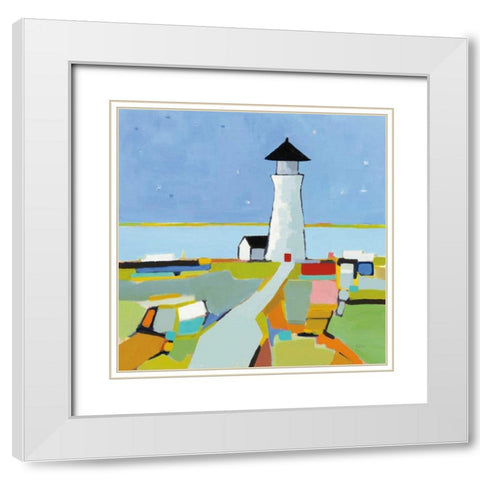 To the Lighthouse White Modern Wood Framed Art Print with Double Matting by Adams, Phyllis