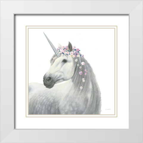 Spirit Unicorn II Sq Enchanted White Modern Wood Framed Art Print with Double Matting by Wiens, James