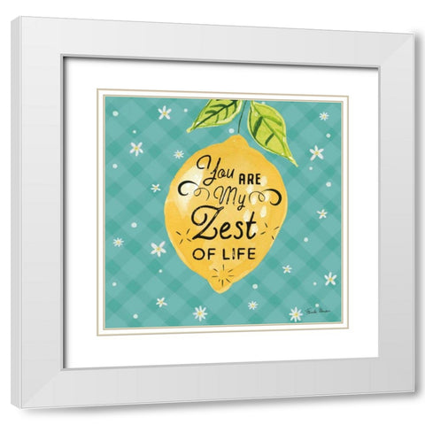 Mellow Yellow III Turquoise White Modern Wood Framed Art Print with Double Matting by Zaman, Farida