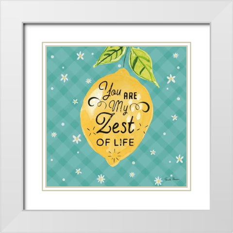 Mellow Yellow III Turquoise White Modern Wood Framed Art Print with Double Matting by Zaman, Farida