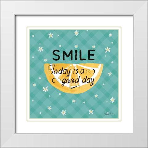 Mellow Yellow IV Turquoise White Modern Wood Framed Art Print with Double Matting by Zaman, Farida