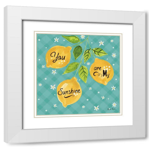 Mellow Yellow V Turquoise White Modern Wood Framed Art Print with Double Matting by Zaman, Farida