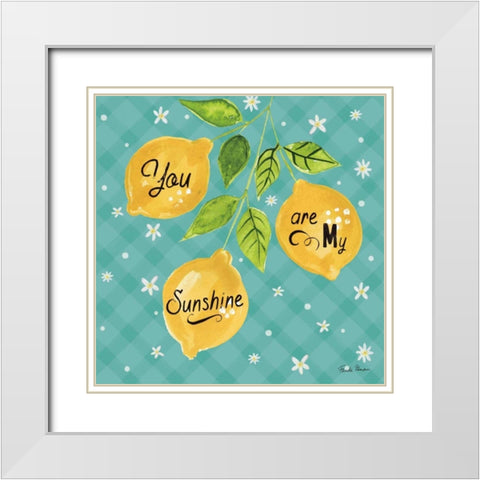 Mellow Yellow V Turquoise White Modern Wood Framed Art Print with Double Matting by Zaman, Farida