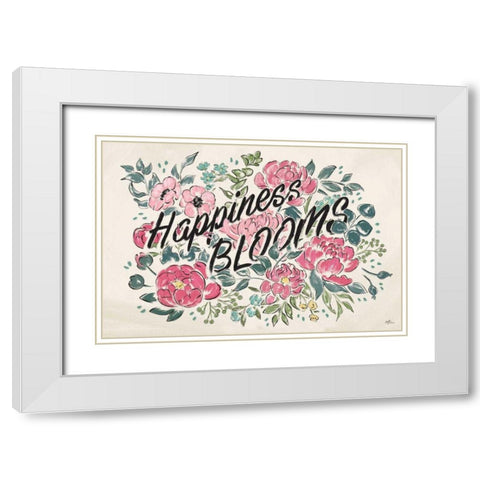 Live in Bloom I White Modern Wood Framed Art Print with Double Matting by Penner, Janelle