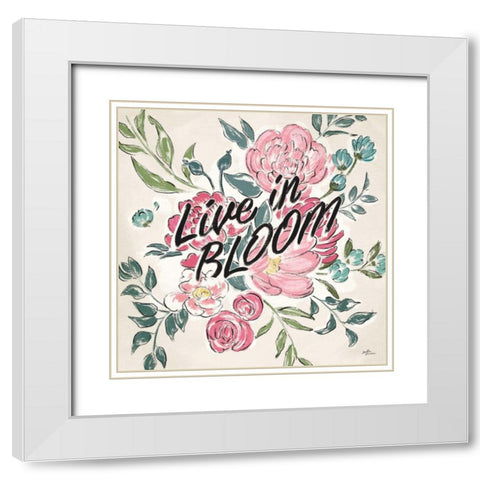 Live in Bloom II White Modern Wood Framed Art Print with Double Matting by Penner, Janelle