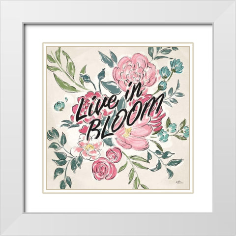 Live in Bloom II White Modern Wood Framed Art Print with Double Matting by Penner, Janelle