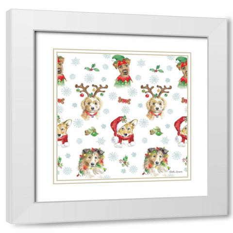 Holiday Paws Step 01A White Modern Wood Framed Art Print with Double Matting by Grove, Beth