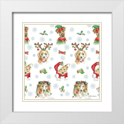 Holiday Paws Step 01A White Modern Wood Framed Art Print with Double Matting by Grove, Beth