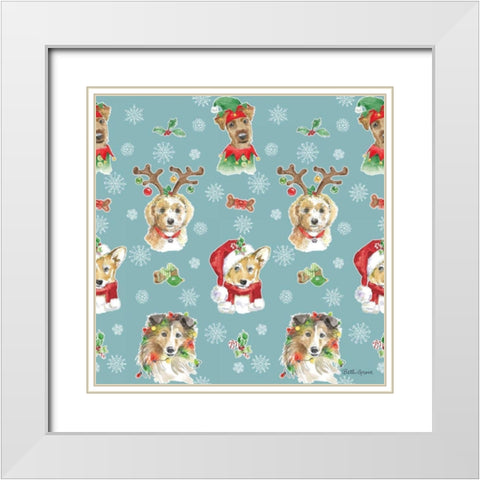 Holiday Paws Step 01B White Modern Wood Framed Art Print with Double Matting by Grove, Beth