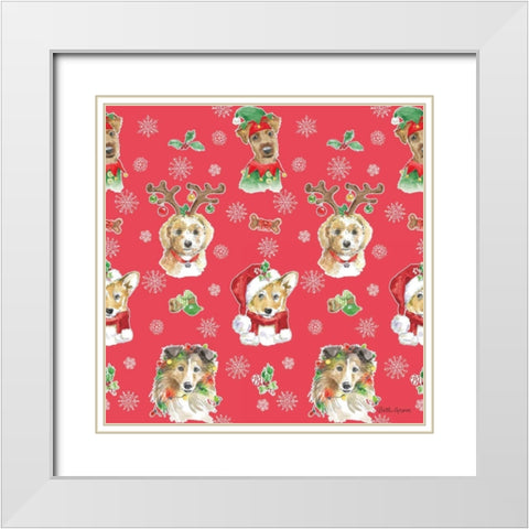 Holiday Paws Step 01C White Modern Wood Framed Art Print with Double Matting by Grove, Beth