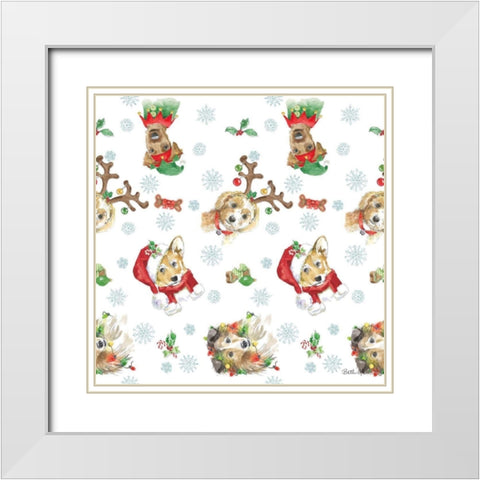 Holiday Paws Step 02A White Modern Wood Framed Art Print with Double Matting by Grove, Beth