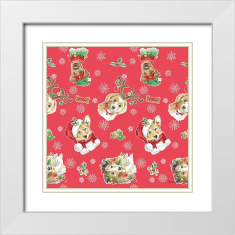 Holiday Paws Step 02C White Modern Wood Framed Art Print with Double Matting by Grove, Beth