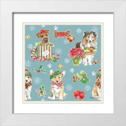 Holiday Paws Step 03B White Modern Wood Framed Art Print with Double Matting by Grove, Beth