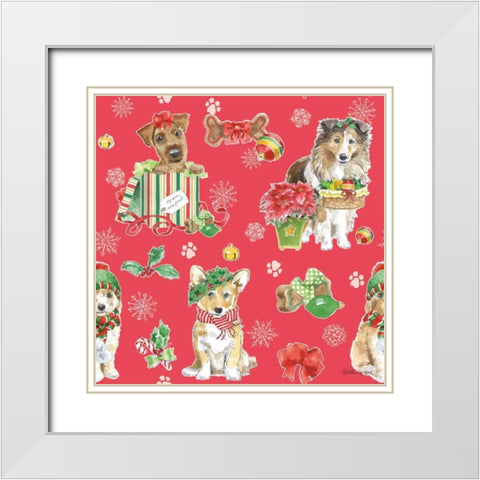 Holiday Paws Step 03C White Modern Wood Framed Art Print with Double Matting by Grove, Beth