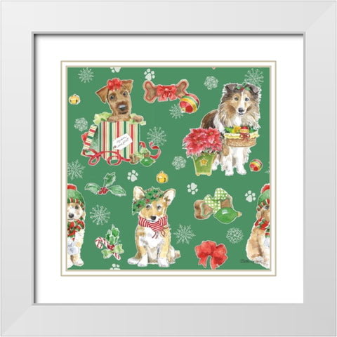 Holiday Paws Step 03D White Modern Wood Framed Art Print with Double Matting by Grove, Beth