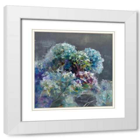 Abstract Hydrangea Dark White Modern Wood Framed Art Print with Double Matting by Nai, Danhui