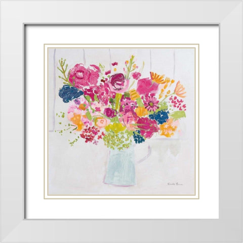 Bouquet for You Bright White Modern Wood Framed Art Print with Double Matting by Zaman, Farida