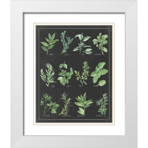 Herb Chart on Black White Border White Modern Wood Framed Art Print with Double Matting by Paschke, Chris