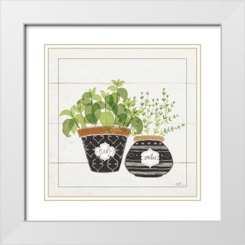 Fine Herbs V Smiles White Modern Wood Framed Art Print with Double Matting by Penner, Janelle