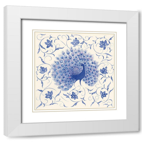 Peacock Garden I White Modern Wood Framed Art Print with Double Matting by Thomas, Miranda